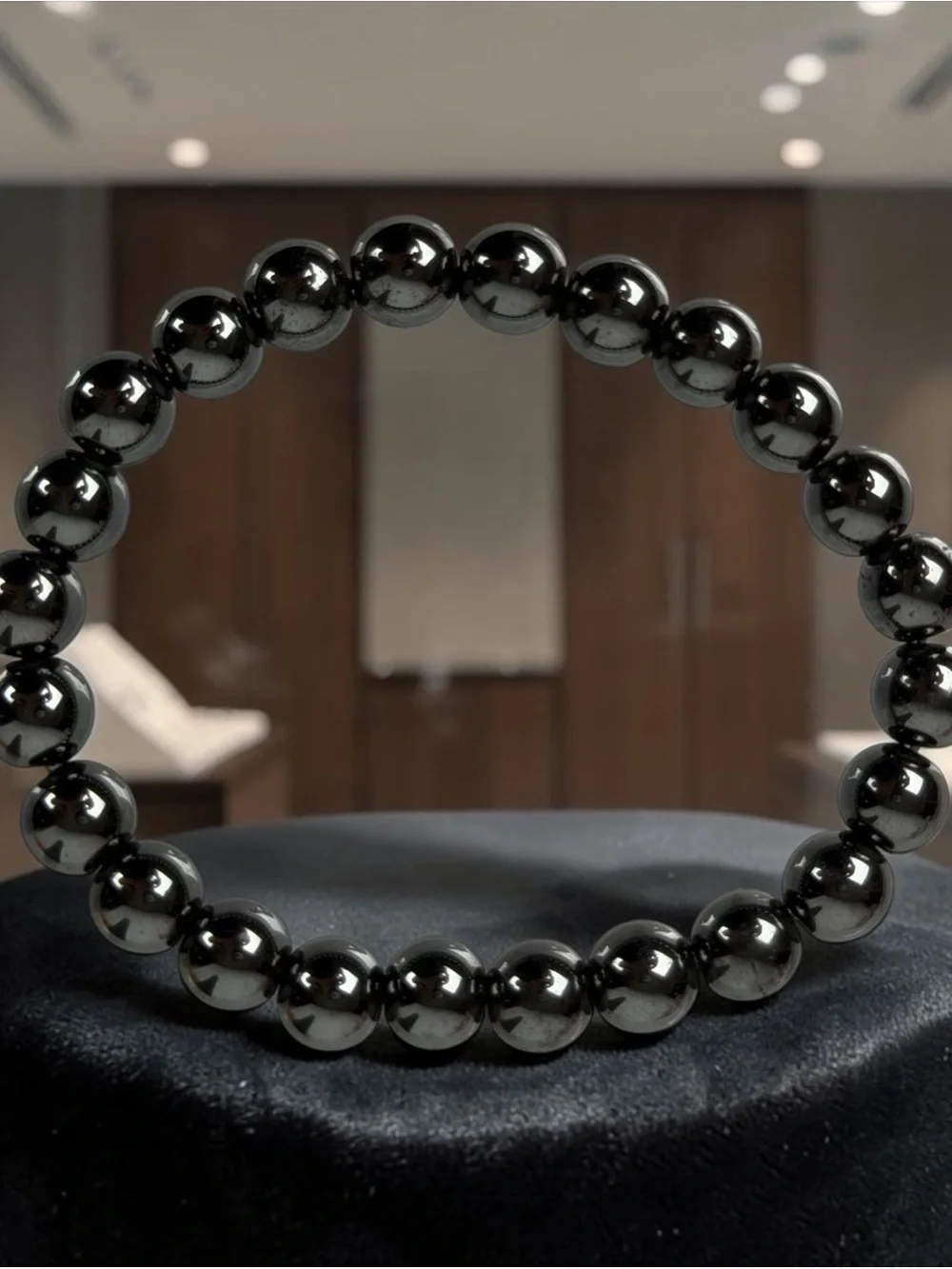Polished Black Hematite Bead Bracelet for Men Unisex